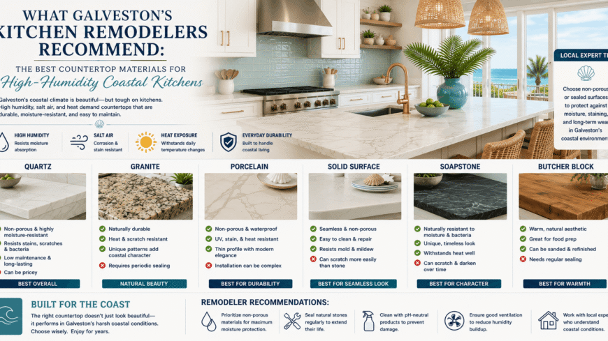 What Galveston's Kitchen Remodelers Recommend: The Best Countertop Materials for High-Humidity Coastal Kitchens